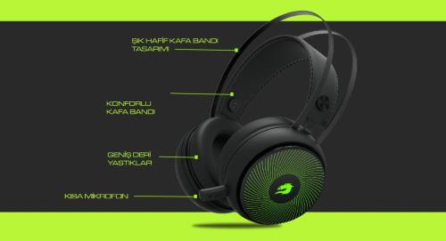 GameBooster H12 Rebel 7 Renk RGB Aydınlatmalı Kısa Mikrofonlu Siyah oyuncu kulaklığı